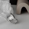 J1133 estilo coreano simples s925 sterling prata martelo impressão anel de mulheres ins estilo frio martelo aberto textura olho anel dedo