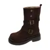Botas Martin de suela gruesa para mujer 2026 invierno nuevo versátil con felpa cálidas botas cortas hacen que los pies parezcan más pequeños cómodas cálidas botas de algodón