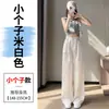 Pantalones de pierna ancha de jacquard satinado para mujer 2026 Nuevo verano Cintura alta Caída Estilo chino nuevo Casual Rectos estrechos