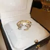 Anillo Abierto de Saturno con Circonita Estilo Coreano Lujo Ligero Moda para el Trabajo Temperamento Anillo para el Dedo Índice Joyería Personalizada de Moda Venta al por Mayor