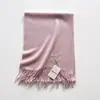 Cachecol de lã fino com franjas de cor única estilo coreano para mulheres, quente e elegante para outono e inverno, adequado para casais