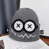 Estilo de Dibujo Animado Lindo Coreano Cara Sonriente de Ojos Grandes Gorro de Punto Cálido de Otoño e Invierno para Mujeres y Niños Gorro de Moda