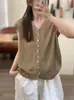 26 Nuevo Cardigan de Punto de Lino Tencel de Verano Cuello en V Holgado Mangas Murciélago Pequeñas Color Sólido Casual Versátil Top para Mujer