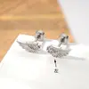 Novo Estilo Doce-Cool Asas de Anjo Dupla Espiral Piercing de Osso da Orelha para Mulheres, Moda Personalizada High-End Titânio Aço Piercing de Lóbulo da Orelha