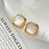Brincos Quadrados Versáteis de Luxo Leve com Madrepérola e Design Único, Brincos Elegantes Retro Franceses para Mulheres
