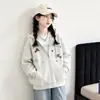 Sudadera con capucha para niña, estilo nuevo de primavera y otoño, talla mediana y grande para niños, chaqueta con cremallera de dibujos animados elegante, top casual de manga larga para otoño