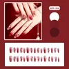 Wm-368 Blush Manzhu Unhas Postiças Curtas t Vermelho Esfumado Degradê Flores Sexys Unhas Usáveis Atacado