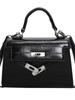2025 Kelly Primavera Nuevo Candado Bolso Plateado Transfronterizo Lujo Ligero Textura de Alta Gama Bandolera de Hombro Bolso Cuadrado Pequeño para Mujer