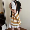 Bolso Tote Tejido de Punto de Gran Capacidad para Mujer 2025 Nuevo Estilo Recortado Hombro Orilla del Mar Ropa de Trabajo Vacaciones Playa Hombro
