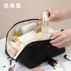 Bolsa de maquillaje con forma de almohada, bolsa de almacenamiento de cosméticos personalizada de gran capacidad, neceser portátil de PU impermeable para mujer