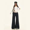 25º Look do Dia! |Calça Casual de Pierna Larga com Cintura Costurada em Renda Outono e Inverno Calça Reta Sexy de Cintura Baixa Comprimento Total
