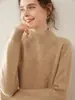 Suéter Grueso de Punto para Mujer Color Sólido Siete Puntos Base de Cachemira Punto de Otoño e Invierno Cuello Semi-Alto Estilo Nuevo
