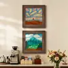 Pintura de Mesa para Aparador de Restaurante Vintage con un Paisaje de Montaña, Pintura Decorativa de Alta Gama para Entrada, Dormitorio, Sala de Estar, Pintura Pequeña para Colgar