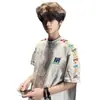 Camiseta de manga corta de estilo americano de moda para hombre, bordada con letras de marca, corte holgado, ropa de verano para parejas, top versátil para adolescentes y estudiantes