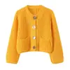 Roupas Femininas Europeias e Americanas Transfronteiriças AliExpress Venda Quente Moda Casual Multicor Fivela de Metal Decoração de Bolso Cardigan de Tricô