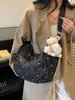 Bolso Cruzado de Gran Capacidad de Gama Alta para Viajes de Otoño e Invierno para Mujer 2025 Nuevo Bolso Dumpling Marrón Bordado con Lazo