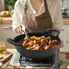 Olla Yuanbao de Hierro Fundido Puro para el Hogar Olla para Sopa Estufa de Gas Universal Sin Recubrimiento Fondo Plano Espesorado Sartén Pequeña Olla de Estofado de Doble Asa