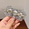 Nuevo Accesorio para el Cabello con Flor de Seda en la Parte Superior, Pasador Estilo Coreano para la Parte Trasera de la Cabeza, Accesorio para el Cabello con Pinza de Resorte, Pasador de Presión para el Cabello para Mujeres, Versión Coreana