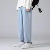 Jeans ligeros de verano para hombre, marca de tendencia nueva 2026, pantalones largos holgados de pierna ancha, pantalones casuales de estilo retro americano