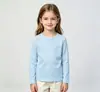 Camiseta de Manga Longa com Gola Redonda de Cor Sólida para Meninas, Camada Base para Primavera e Outono, Estilo Básico, Roupa Íntima, Roupa de Bebê para Outono, Roupas Infantis Multicor