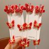Accesorios para el Cabello de Año Nuevo para Niños Pasadores Trenzados de Mariposa Clips de Borla Festivos para Nochevieja Accesorios para el Cabello de Saludos de Año Nuevo para Niñas Pasadores