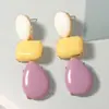 ZA Moda Bohemia Transfronteriza Color Dopamina Aleación de Acetato Pendientes Largos de Gota de Agua