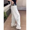 Calça Scimitar Americana Feminina Solta Efeito Emagrecedor Drapeada Nova Primavera e Outono 2025 Cintura Alta Roxa Longa de Perna Larga