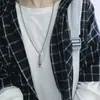 Colar de Aço Titânio para Homens, Pingente de Letra Tendência Hip-Hop, Corrente de Suéter Estilo Coreano, Colar Longo Estilo Luxo Leve, Atacado de Joias