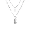Cadena para suéter para mujer otoño e invierno 2021 nuevo diseño largo de moda colgante de oso collar de suéter apilado de doble capa accesorios