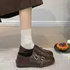Mocasines Casuales de Suela Gruesa con Hebilla Retro y Aumento Interno de Altura 2026 Verano Nuevos Zapatos Pequeños de Cuero sin Cordones Estilo Británico