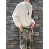 Camiseta de Manga Larga con Cuello Alto para Otoño, Marca Trendy para Hombre, Patrón de Olas, Top Casual Holgado, Estilo Coreano, Media Cuello Alto, Camiseta Básica para Primavera y Otoño