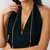 Joyería Transfronteriza Europea y Americana Diseño de Nicho Colgante con Patrón Martillado Collar con Borla Collar Largo Simple Elegante de Perlas