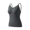 Chaleco Cálido Original de Seda y Cachemira para Mujer con Copas Integradas Camisola Lencería Capa Interior Ajustada No Necesita Usar Sujetador