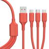 Cable de datos líquido de silicona suave de uno a tres para Android tipo-c teléfono móvil Apple V8 cable de carga rápida tres en uno