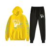 Traje deportivo informal con capucha y estampado de una pieza para hombre, ropa deportiva de dos piezas
