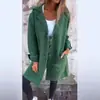 Cardigan Elegante Nuevo de Color Sólido con Solapa y Bolsillos para Mujer, Estilo Europeo y Americano, Abrigo de Punto de Longitud Media de un Solo Botón