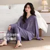Algodón ModalPijama de Mujer para Primavera y Otoño, Manga Larga y Pantalón Largo, Corte Holgado, Tallas Grandes, Ropa de Casa Sencilla, Adecuado para Usar al Aire Libre
