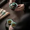 Mo Ji Xuan Esmalte Preto Bronzeador Conjunto de Chá Conjunto Antigo Bambu Mão Presente Conjunto de Chá Caixa de Presente Imitação Quente Tampa Tigela Conjunto