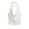 2024 Nova Spice Girl Design Sense Neck Swing Collar Vest T-shirt Feminino Doce Cool Sexy Sem Encosto Curto Top Sem Mangas