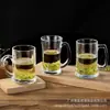 Jingyu vaso de vidrio para el hogar vaso de cerveza engrosado con asa vaso de cerveza gran capacidad vaso de agua resistente al calor taza de té juego