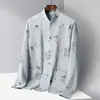 Traje Tang Chino Camisa de Manga Larga para Hombres de Mediana Edad y Mayores, Ropa de Primavera y Verano para Papá, Abuelo y Personas Mayores, Hanfu
