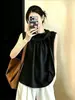 Top sin mangas fruncido estilo francés con amarre para mujer, talla grande de verano, suave y elegante, adelgazante y versátil, top casual