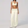 Em EstoqueNovo Modelo 2026 Lindo Costas Conjunto de Poá Listrado Falso Moda Casual Cintura Dobrada Calça de Yoga