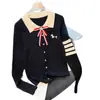Broche de lazo, bordado de cachorro, suéter de punto de manga larga para solapa, nuevo jersey de estilo universitario otoño e invierno 2026 para mujer