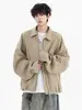 Chaqueta Bomber Retro Americana con Solapa para Hombre y Mujer Otoño Tendencia Marca Patchwork Chaqueta de Trabajo High Street Holgada Ropa Deportiva Top