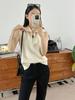 Chaleco Tejido de Lana 100% Estilo Francés Simple 26 con Cremallera de Medio Placket Intelectuales Chaleco de Otoño para Mujer