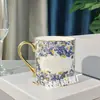 Caneca de Porcelana Óssea Estilo Europeu Transfronteiriço Luxo Leve Vintage Palácio para Café da Manhã Leite Aveia Caneca de Café de Escritório