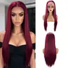 Moda Femenina Europea y Americana Peluca de Seda de Alta Temperatura Cabello Largo Lacio Tocado Raya Media 13*4 Encaje Frontal HD En Stock Venta al por Mayor