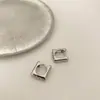 Aretes de Clip Geométricos Cuadrados Estilo Coreano, Diseño de Nicho, Aretes de Clip con Aguja de Plata 925, Pendientes Metálicos Minimalistas Retro Simples