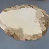 Tapete Redondo Irregular Artístico com Pelo Alto e Baixo Estilo Creme Tapete Feito à Mão com Tufting para Sala de Estar de Villa